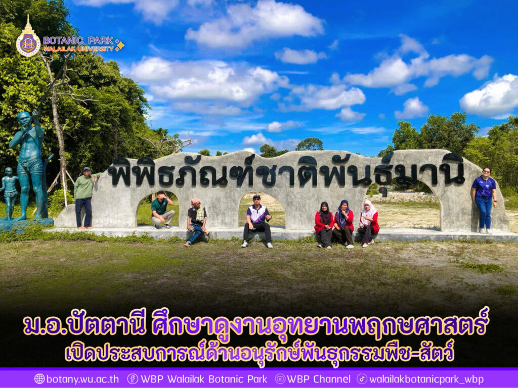 อุทยานพฤกษศาสตร์ มหาวิทยาลัยวลัยลักษณ์ ต้อนรับคณะผู้บริหารและบุคลากรจากคณะวิทยาศาสตร์และเทคโนโลยี มหาวิทยาลัยสงขลานครินทร์ วิทยาเขตปัตตานี ในโอกาสศึกษาดูงานด้านการบริหารจัดการพื้นที่สีเขียวและการอนุรักษ์ความหลากหลายทางชีวภาพ เพื่อเสริมสร้างองค์ความรู้สู่การเรียนการสอนและการวิจัยอย่างยั่งยืน