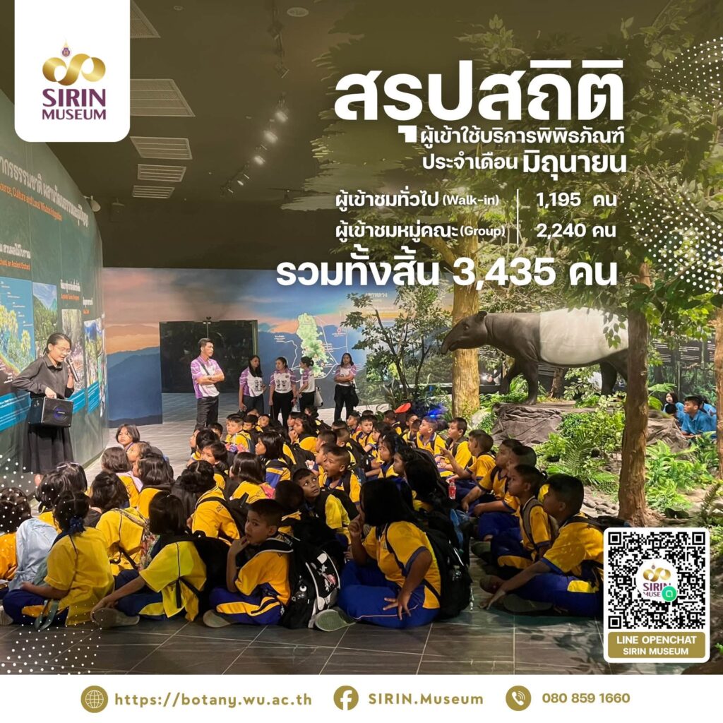 SIRIN MUSEUM พิพิธภัณฑ์ธรรมชาติวิทยาเทพรัตนราชสุดาฯ ต้อนรับผู้เข้าชมเดือนมิถุนายน 2569 รวม 3,435 คน พร้อมคณะศึกษาดูงานจาก 22 หน่วยงาน
