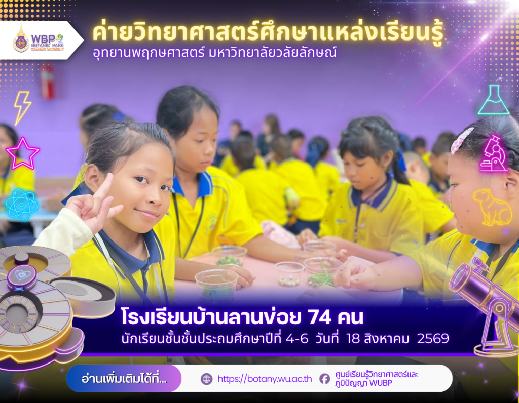 อุทยานพฤกษศาสตร์ มวล. จัดค่ายวิทยาศาสตร์ ต้อนรับโรงเรียนบ้านลานข่อย 74 คน