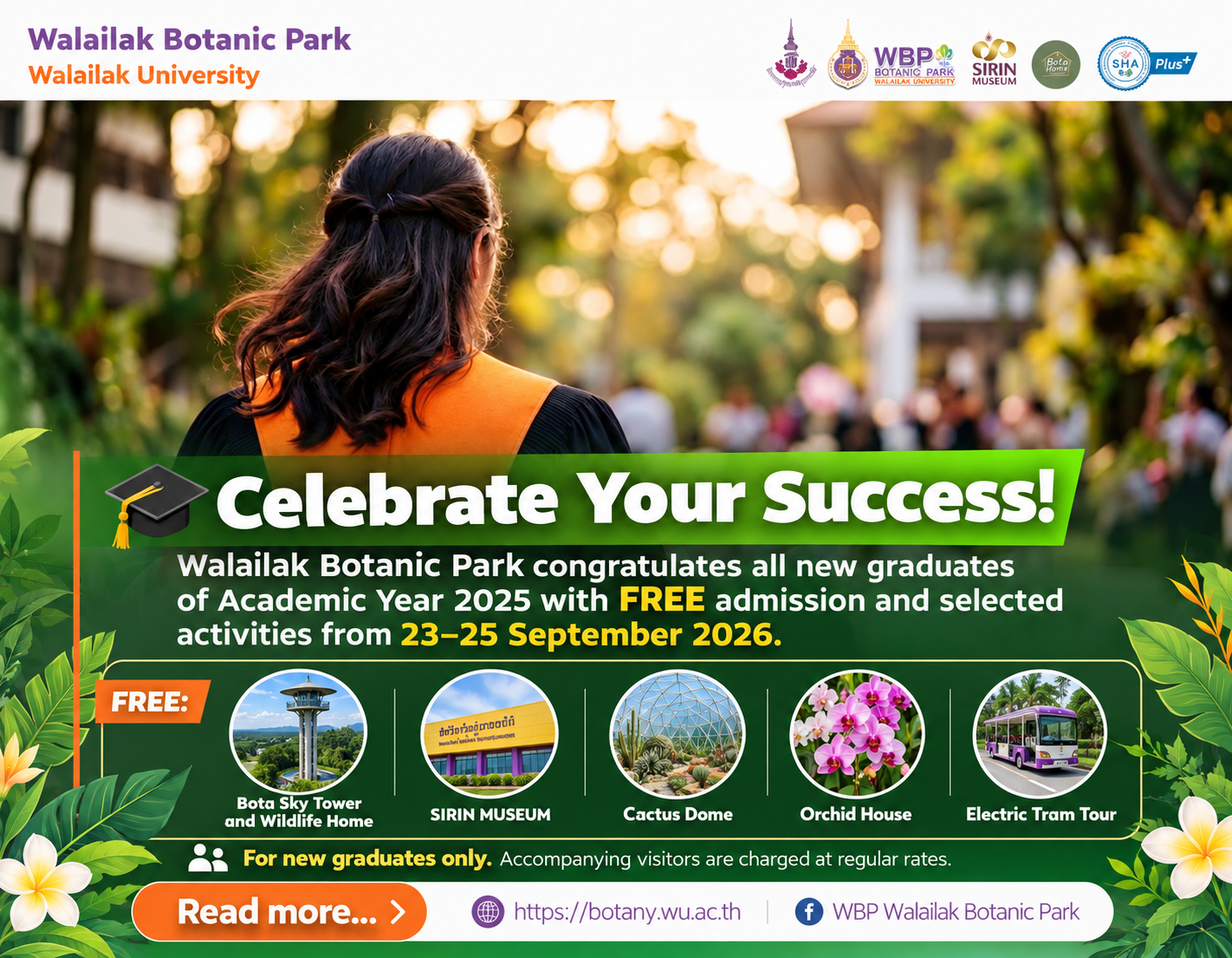 Walailak Botanic Park Celebrates New Graduates with Five Free Attractions, 23–25 September 2026