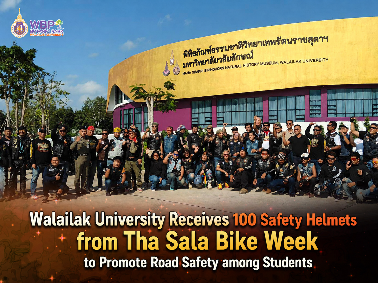 Walailak University Receives 100 Safety Helmets from Tha Sala Bike Week to Promote Road Safety among Students