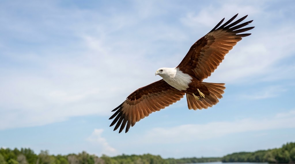 เหยี่ยวแดง หรือ Brahminy Kite นกล่าเหยื่อที่สามารถพบได้ในมหาวิทยาลัยวลัยลักษณ์และอุทยานพฤกษศาสตร์